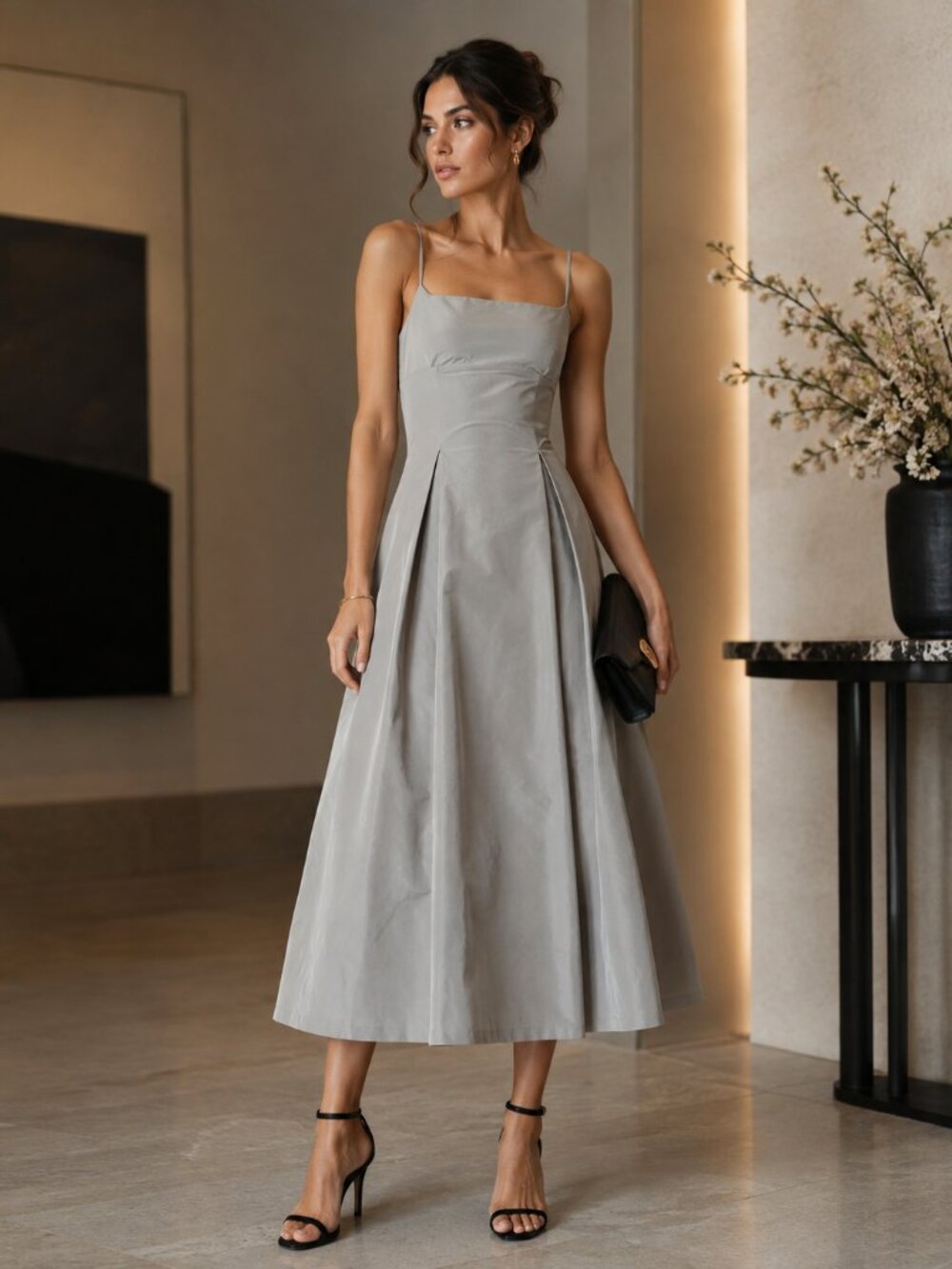 NWT J. Crew Collection Pleated Evening Dress in Taffeta Grey
